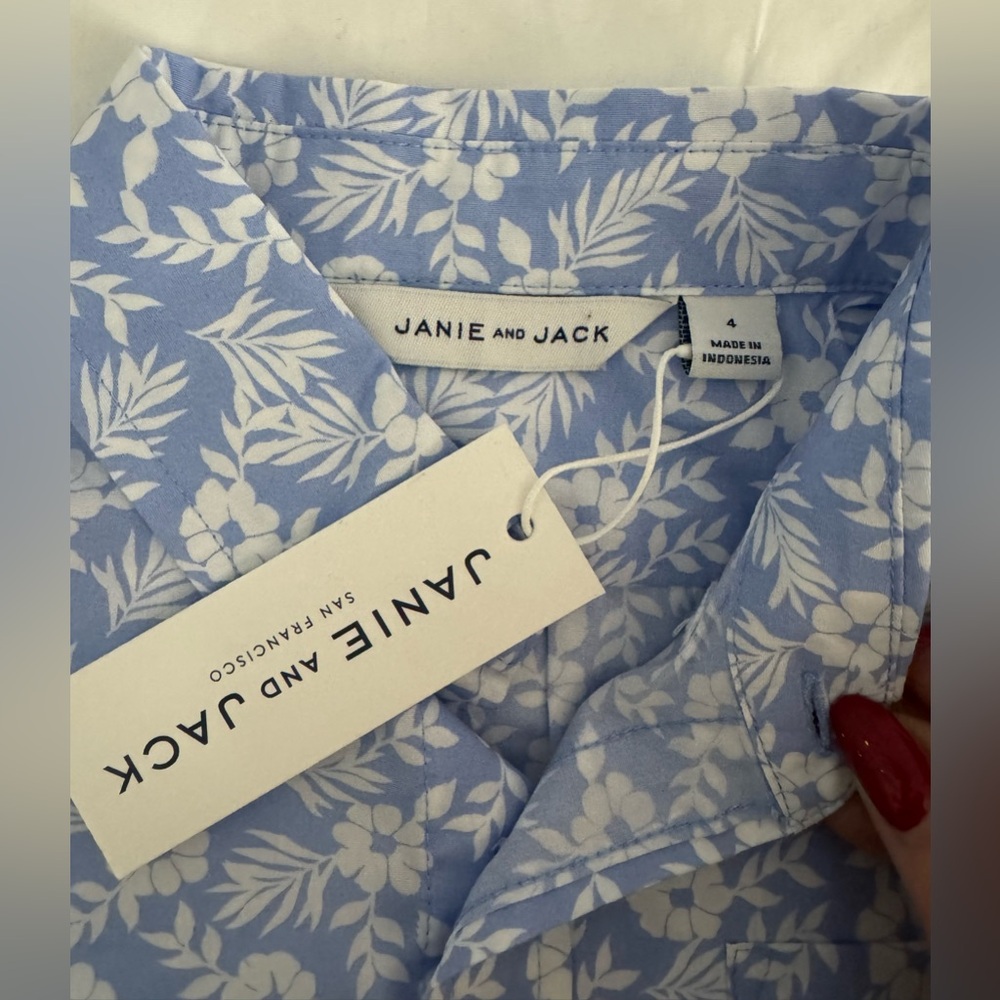 Janie and Jack White Floral Button Down Shirt - Picture 2 of 4